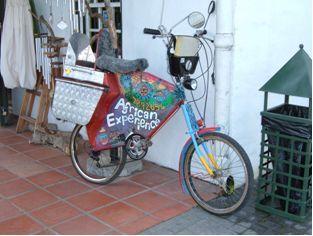 A bicycle decorated.